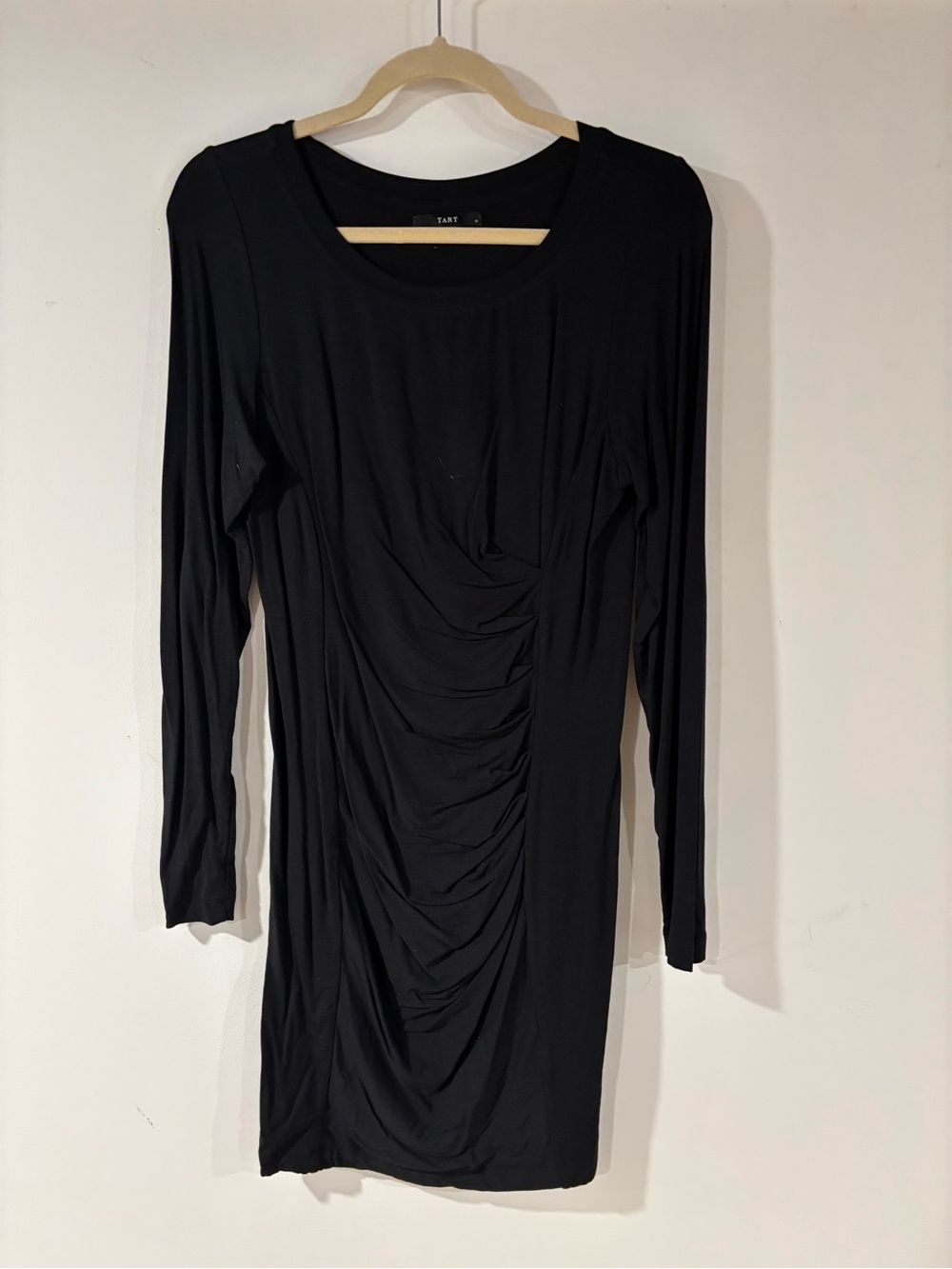 TART Black Ruched Long-Sleeve Dress